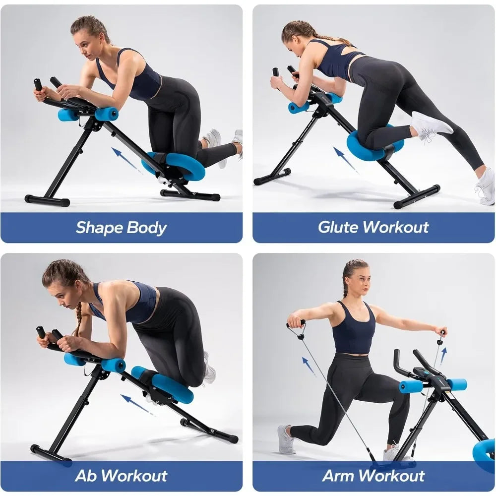 Foldable Ab Trainer Machine - Adjustable Home Gym Equipment w/ Knee Protection, Core Workout Device for Abs & Obliques