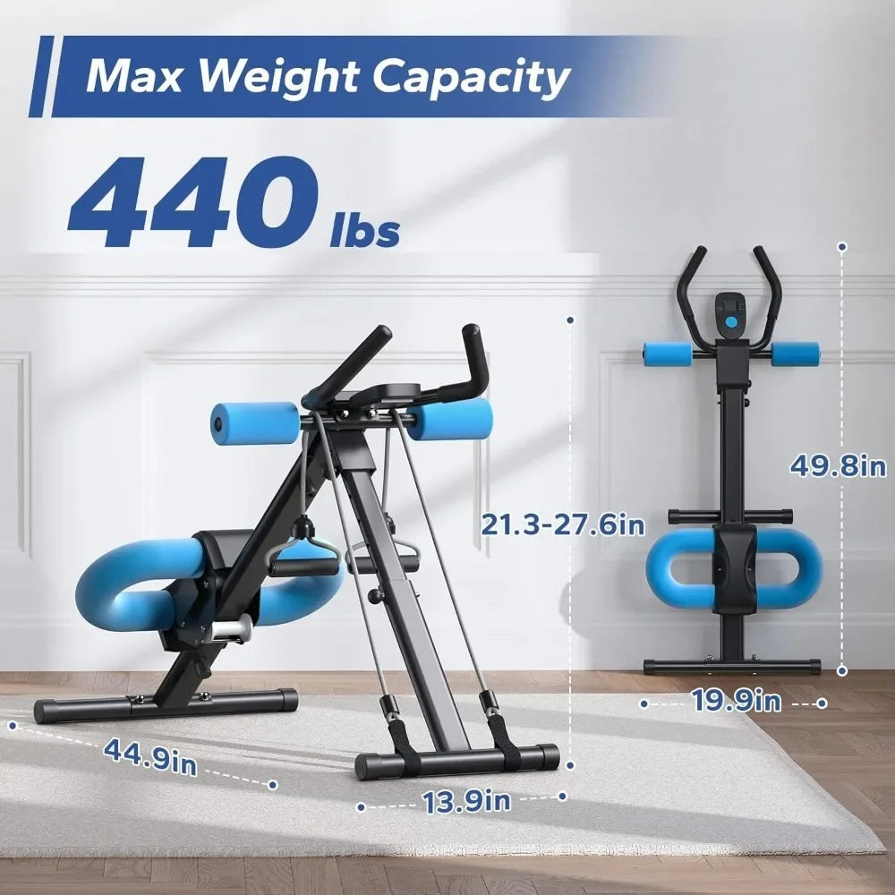Foldable Ab Trainer Machine - Adjustable Home Gym Equipment w/ Knee Protection, Core Workout Device for Abs & Obliques